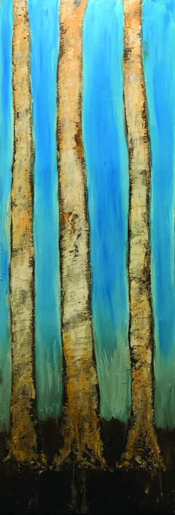 Title: “Three Birches I”
Medium: Marble plasters
Size: 20 x 68 inches