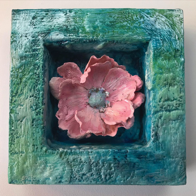 Title: “Pink Flower”
Medium: Encaustic wax
Size: 6 x 6 inches