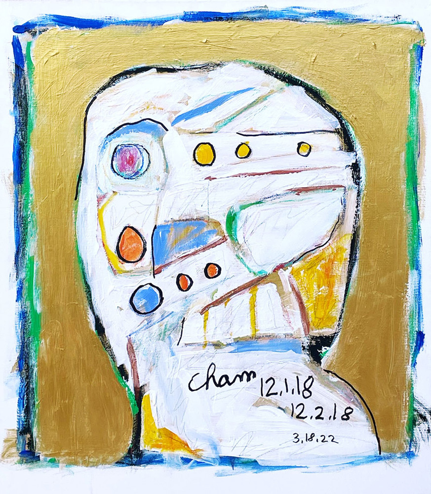 a painting of a person's face