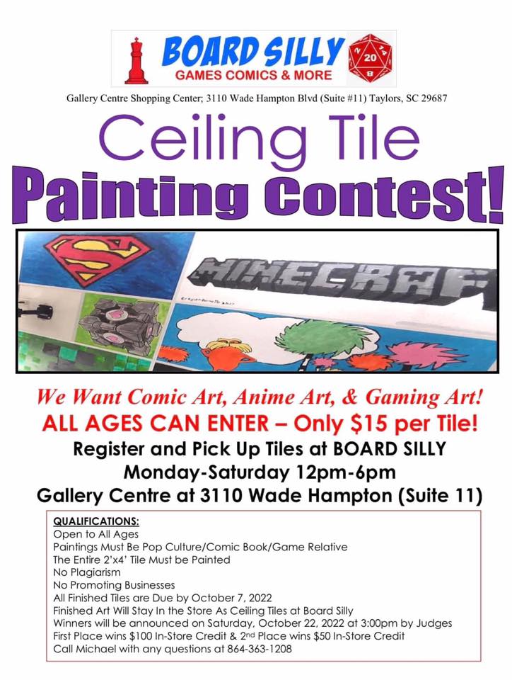 a poster for a ceiling tile painting contest