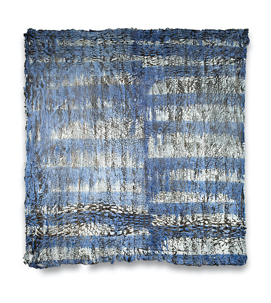 a blue and white striped blanket