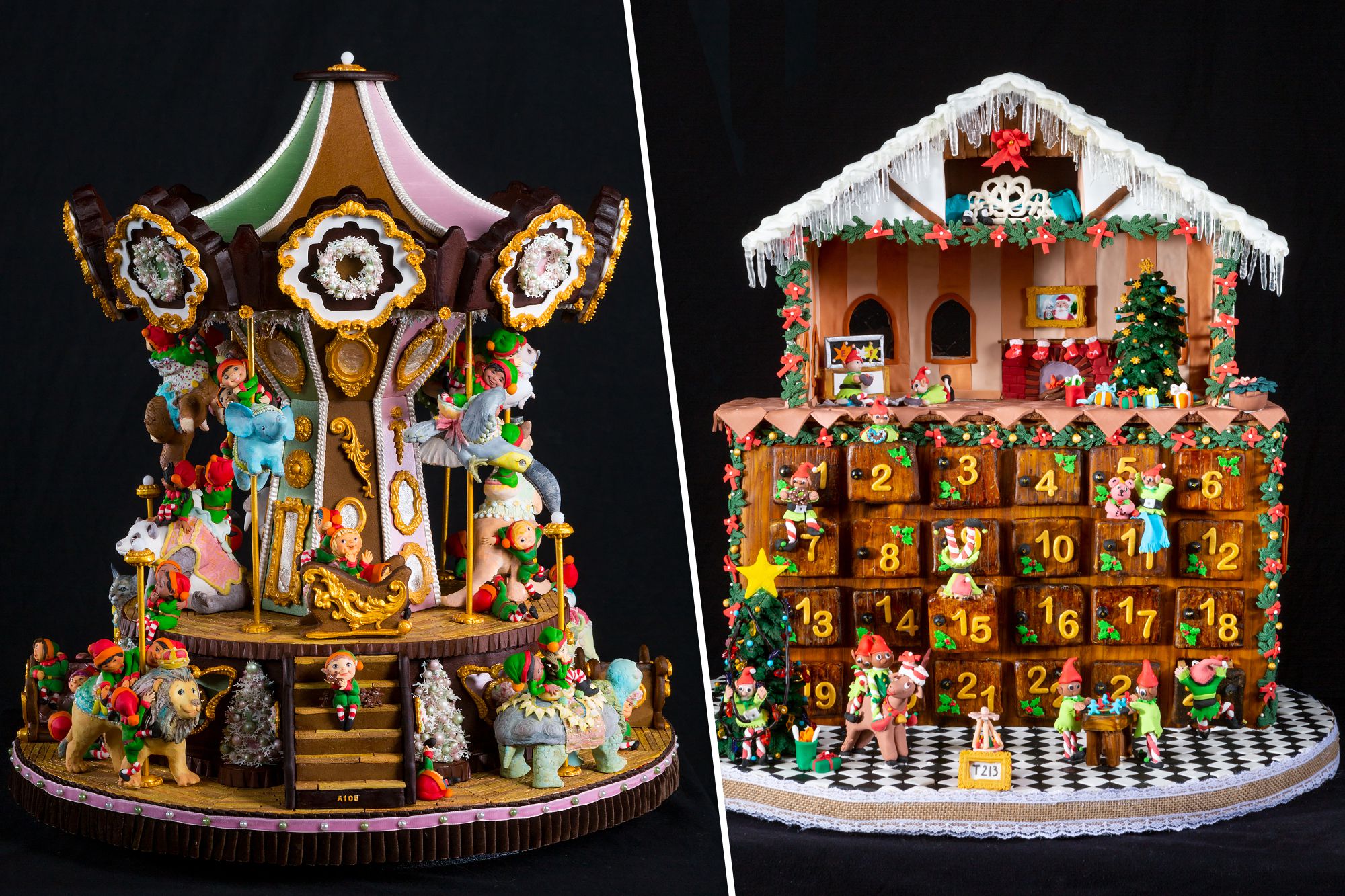 a christmas advent calendar with a house and a tree