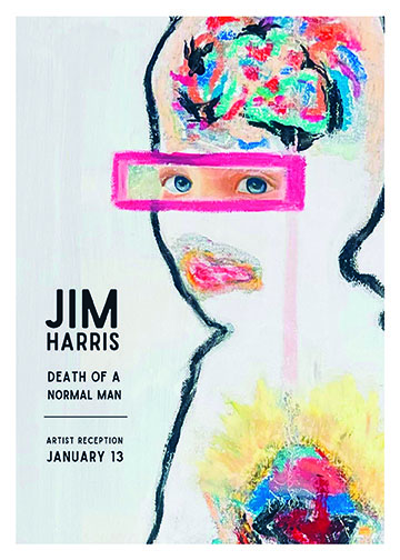 a poster of a man with a pink frame