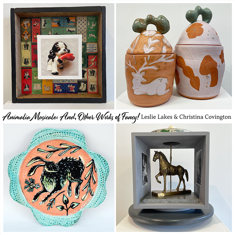 a collage of art objects