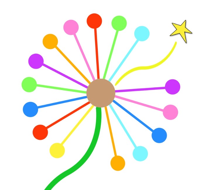 a colorful dandelion with a star