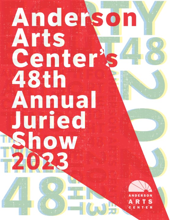 a red and white poster with text