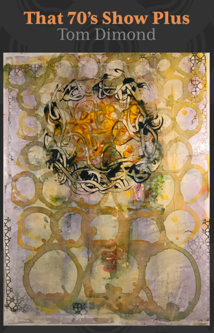a painting of a circle with circles and a black and yellow circle