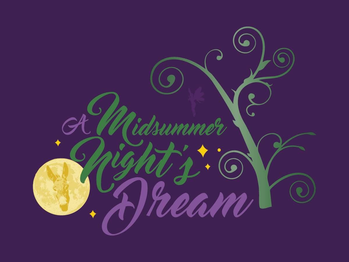 a purple background with text and trees and moon