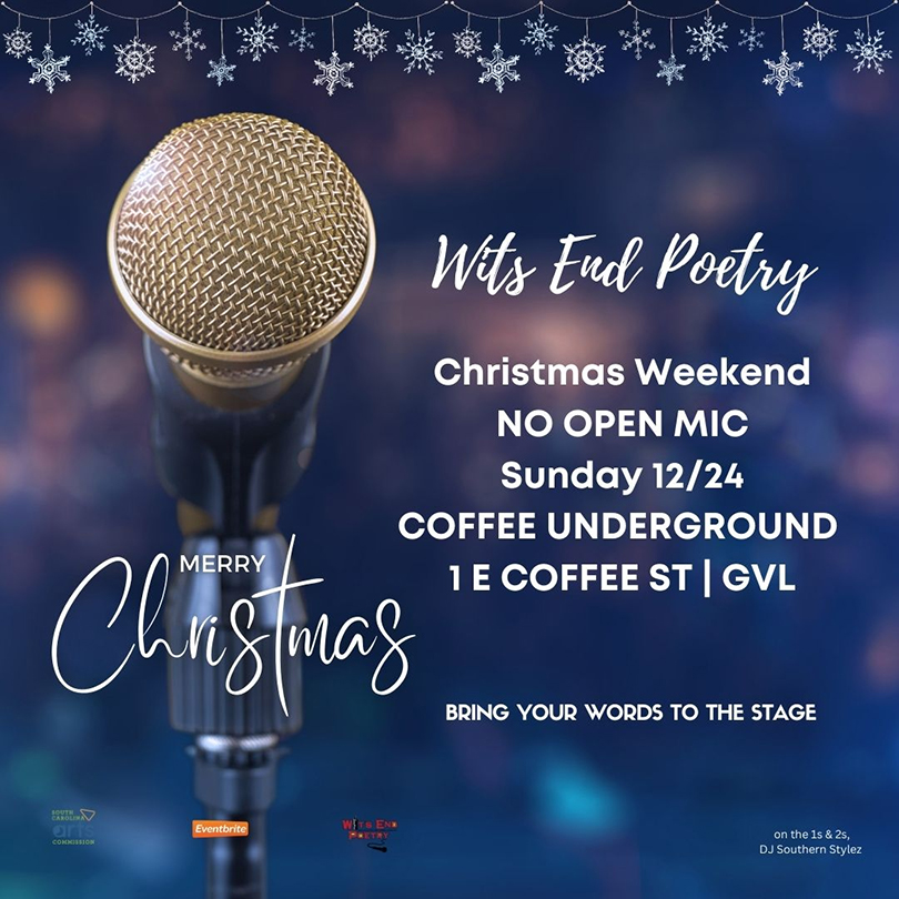 a microphone with snowflakes and text