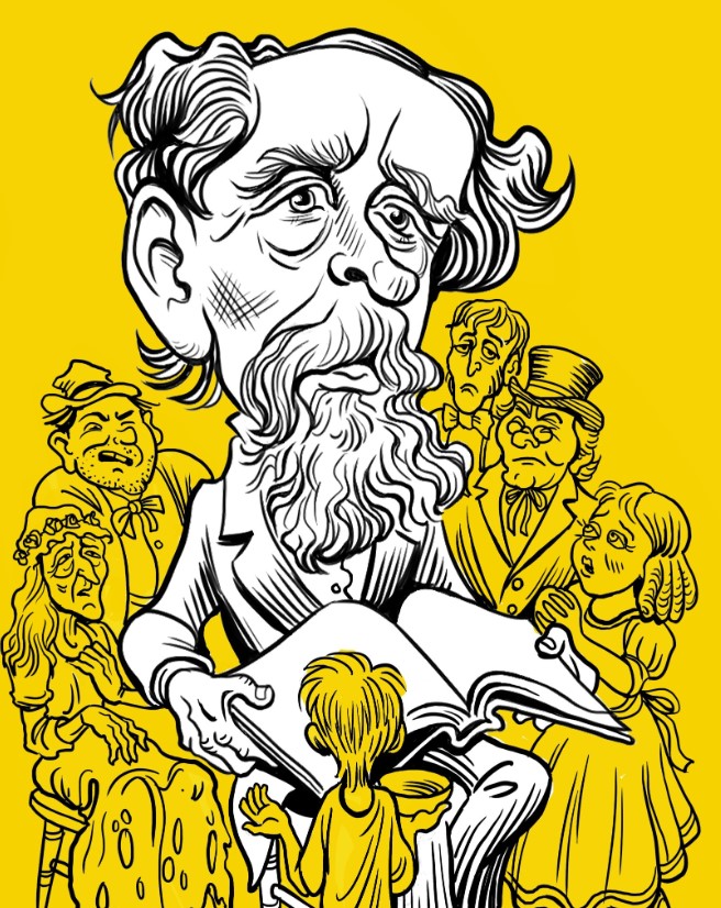 a cartoon of a man reading a book