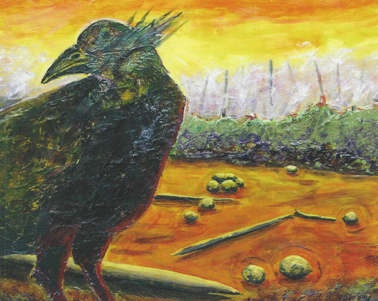 a painting of a crow