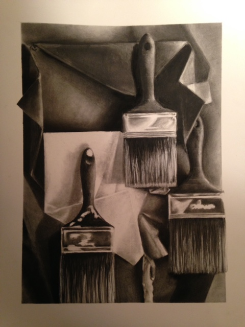 a drawing of several paint brushes