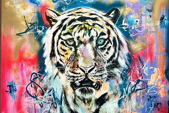 a painting of a tiger