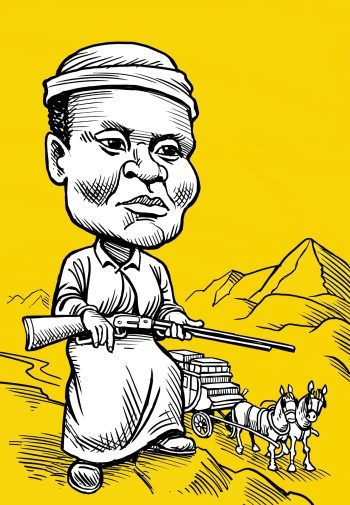 a cartoon of a man holding a gun