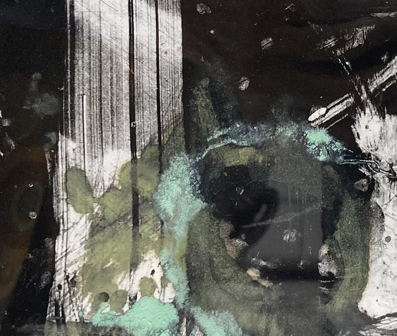a close up of a painting