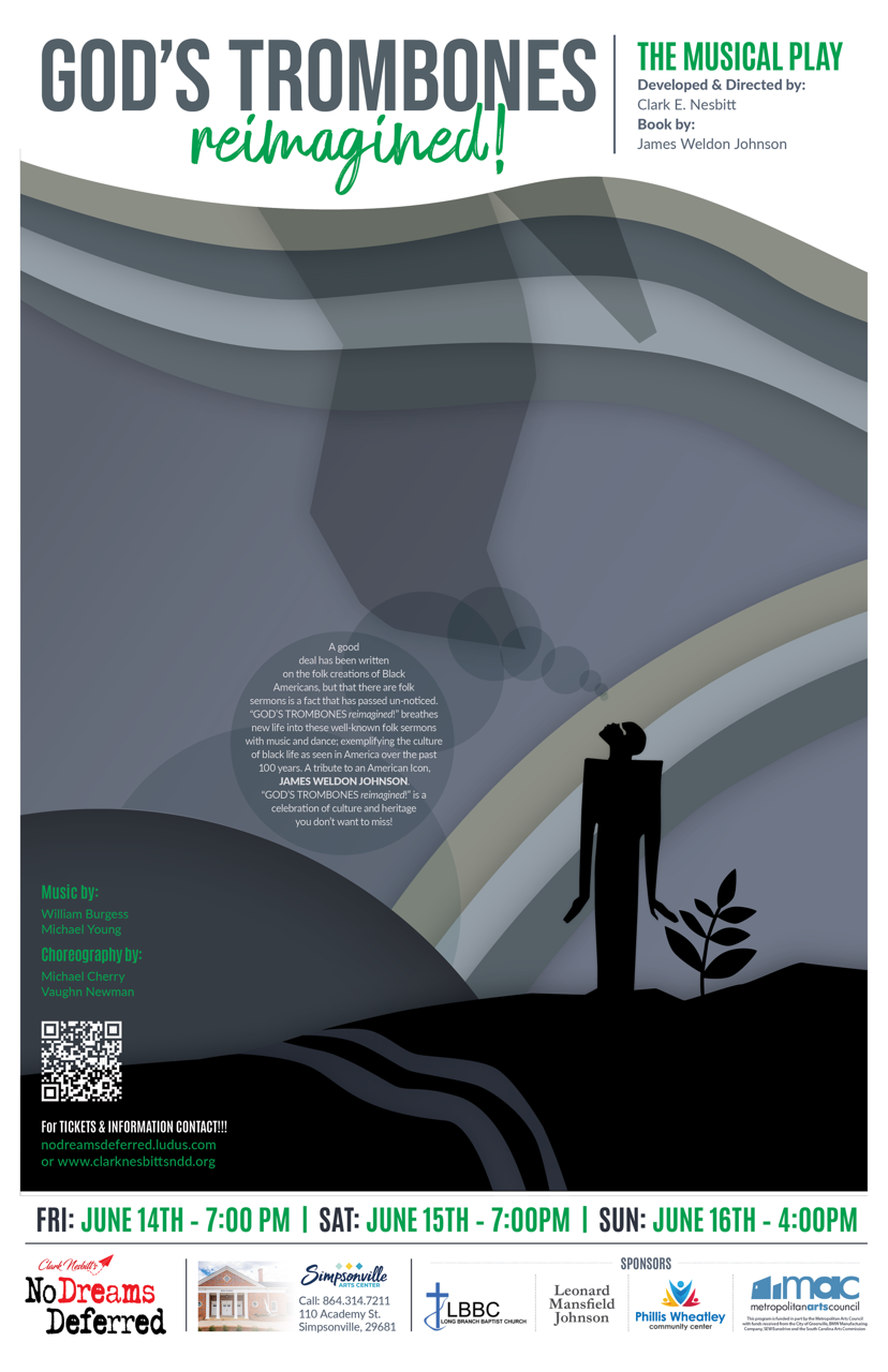a poster of a person standing on a hill