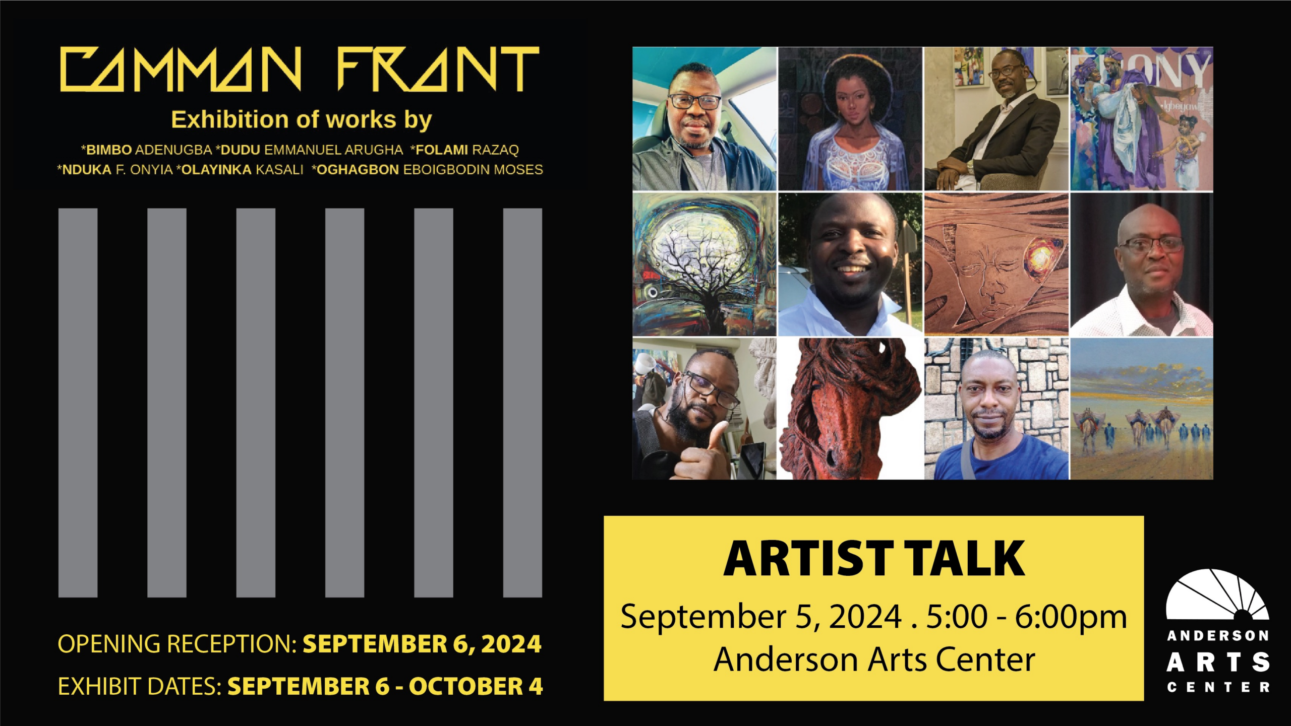 common front artist talk poster at the anderson arts center