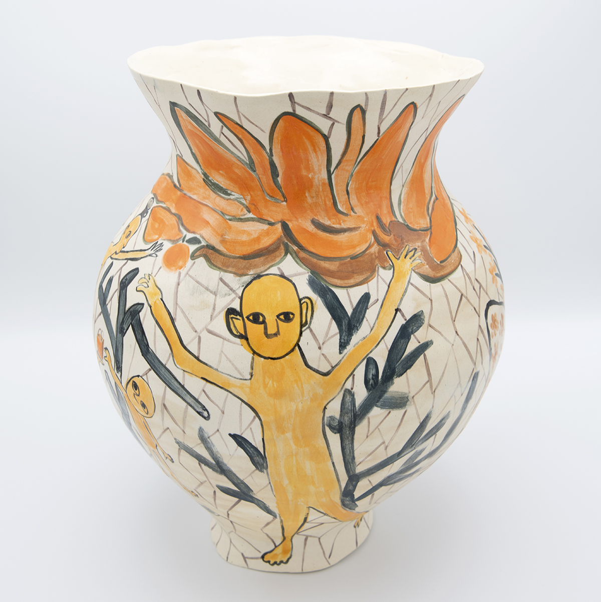a vase with a monkey on it