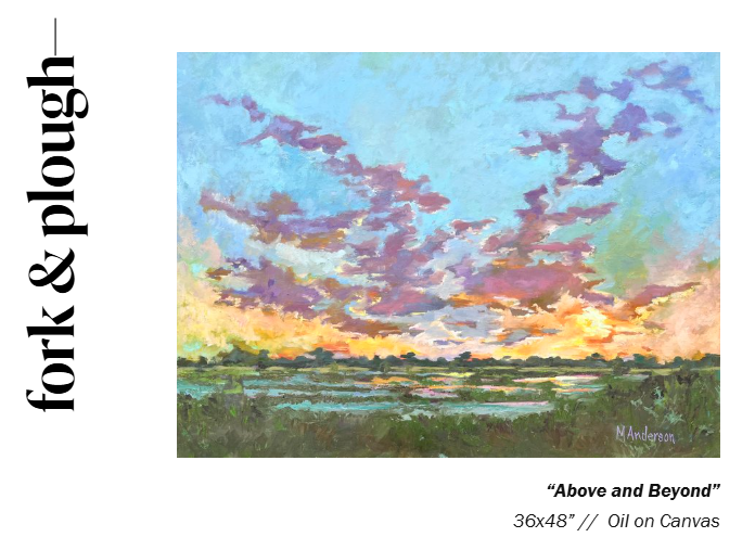 a painting of a landscape with clouds and a blue sky