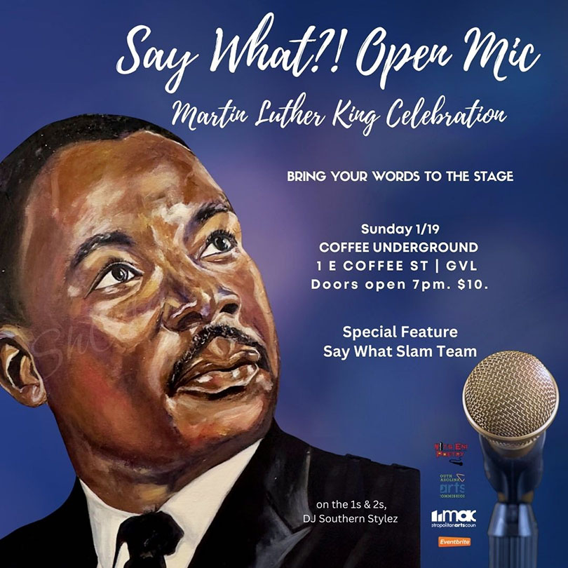 a poster of a man with a microphone