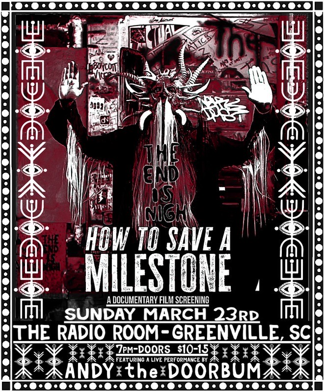 a poster of a man with horns and a mask