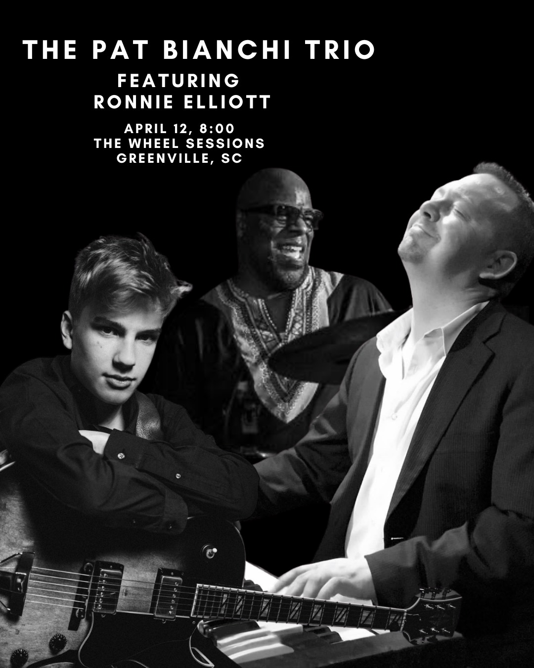 a group of men sitting with guitars