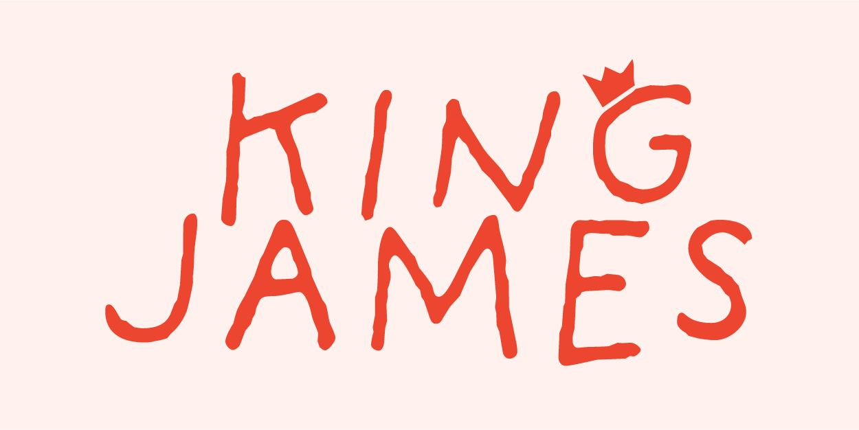 a red text with a crown