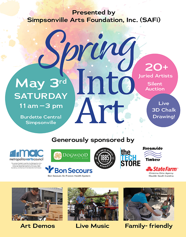 a poster for a spring into art event
