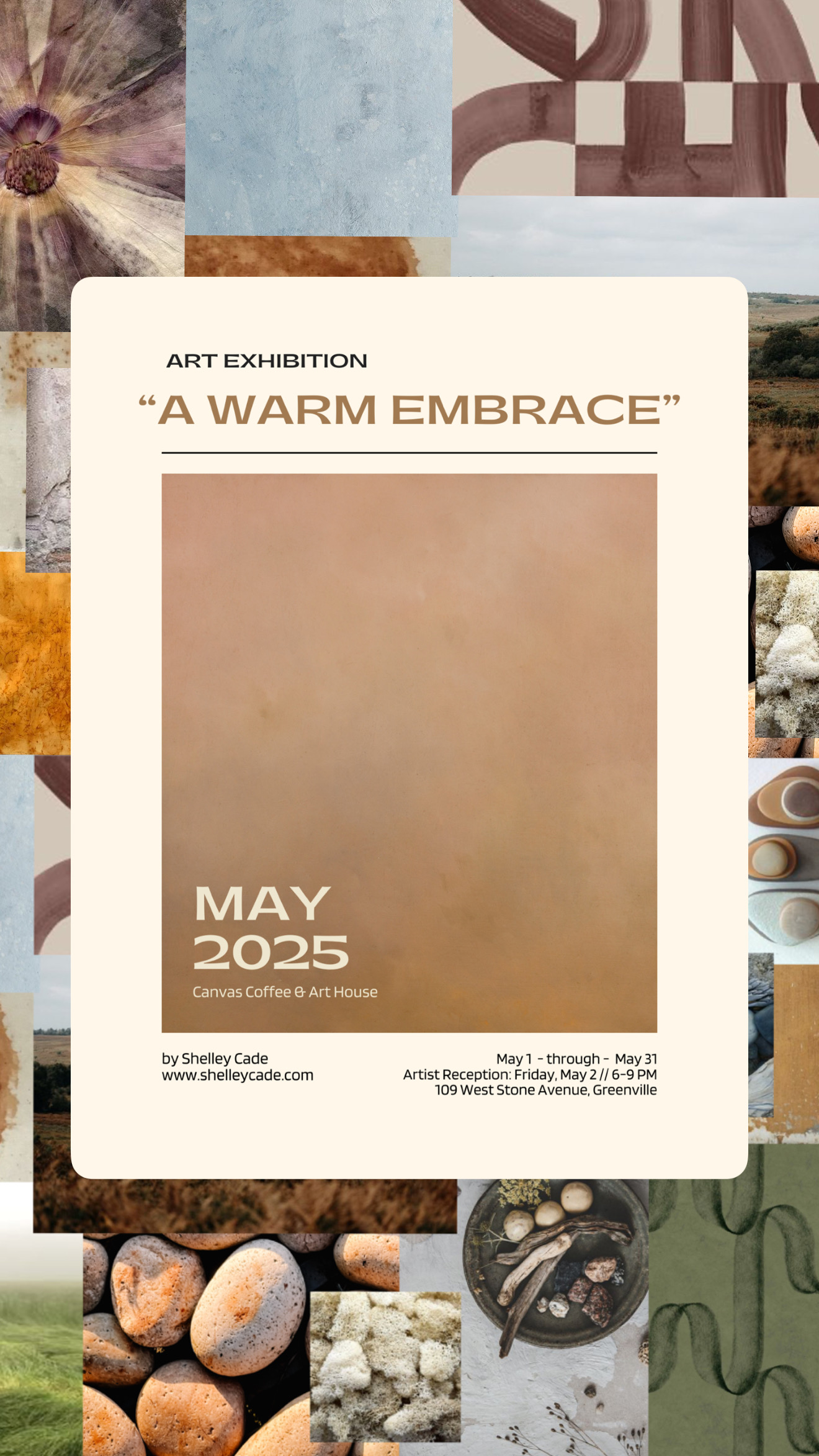 a poster with a brown square
