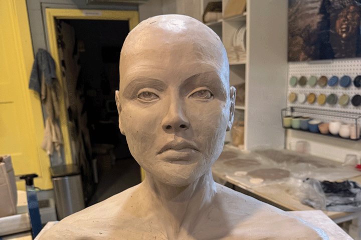 a sculpture of a woman's head