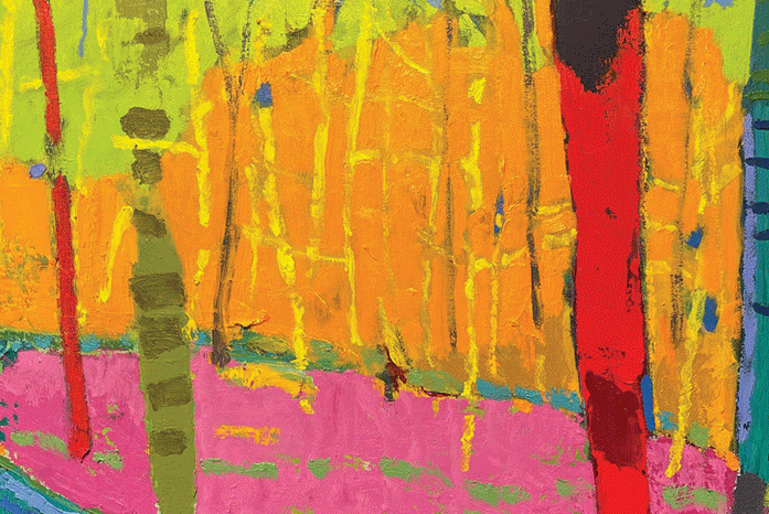 a painting of a colorful landscape