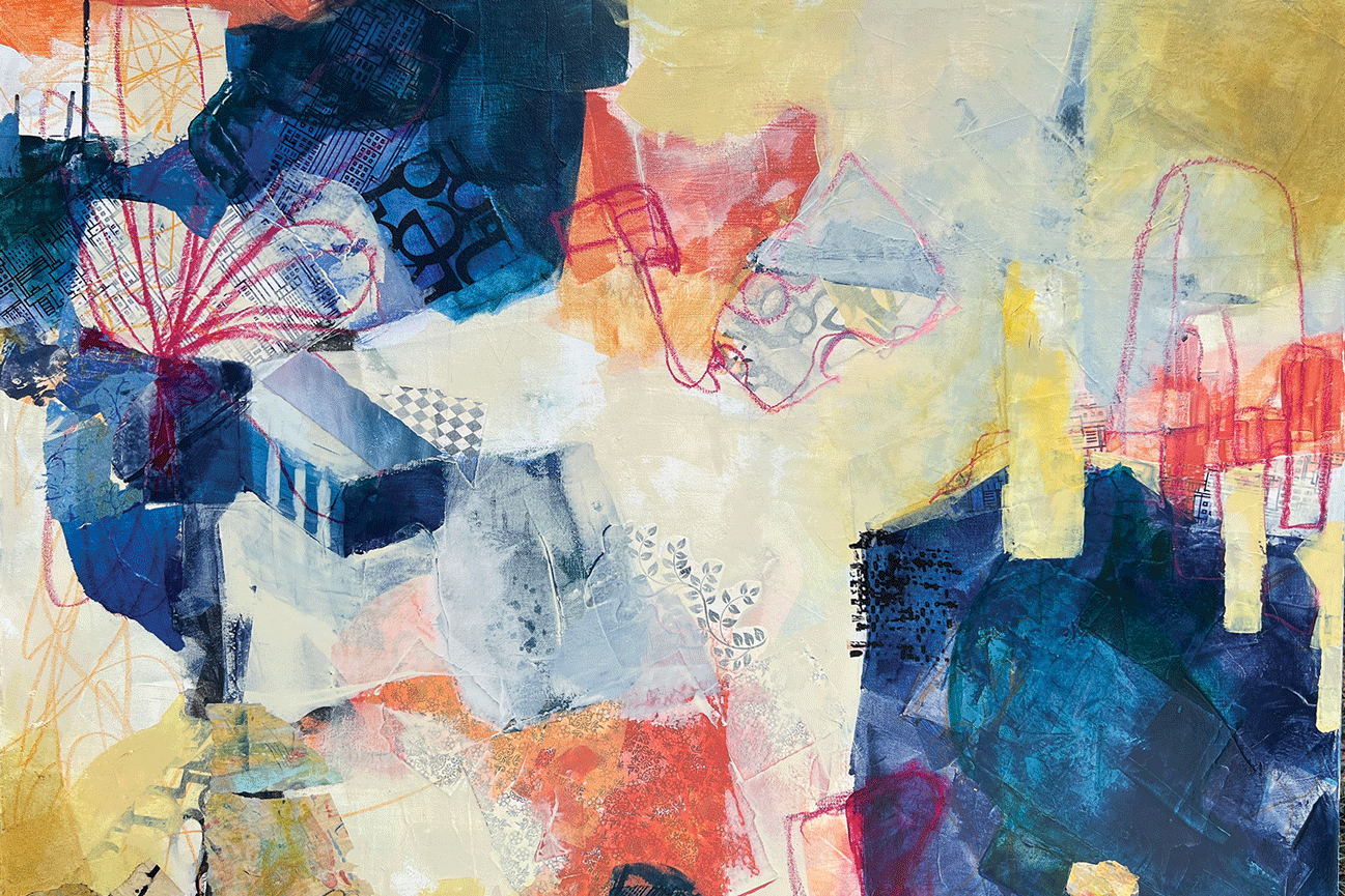 a painting of colorful shapes