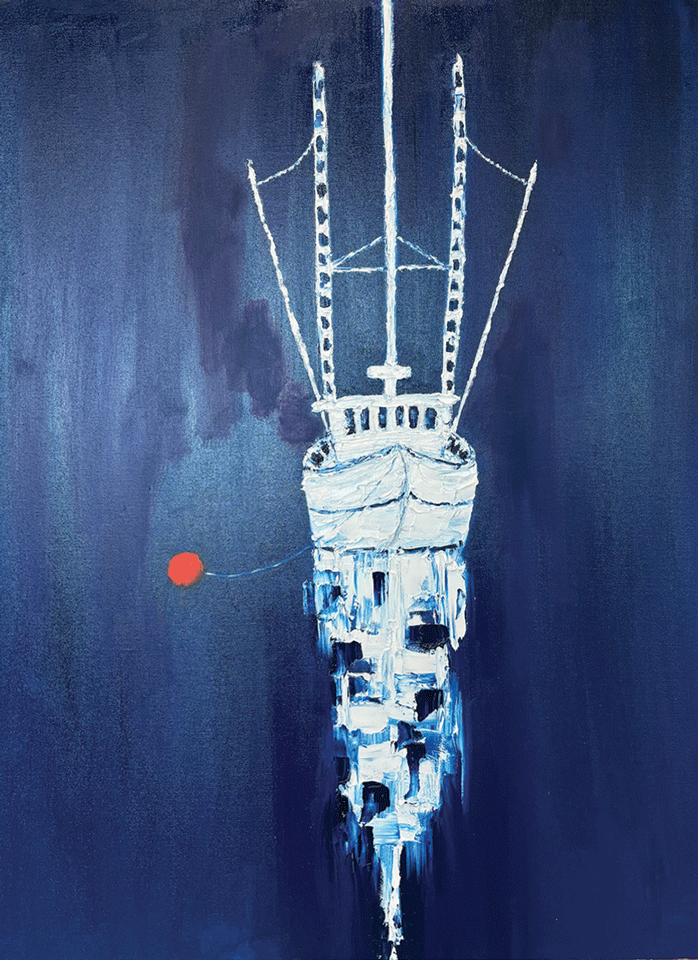a painting of a ship