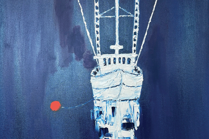a painting of a ship