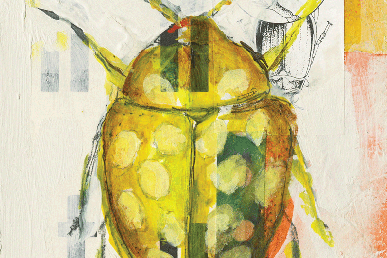 a painting of a yellow bug