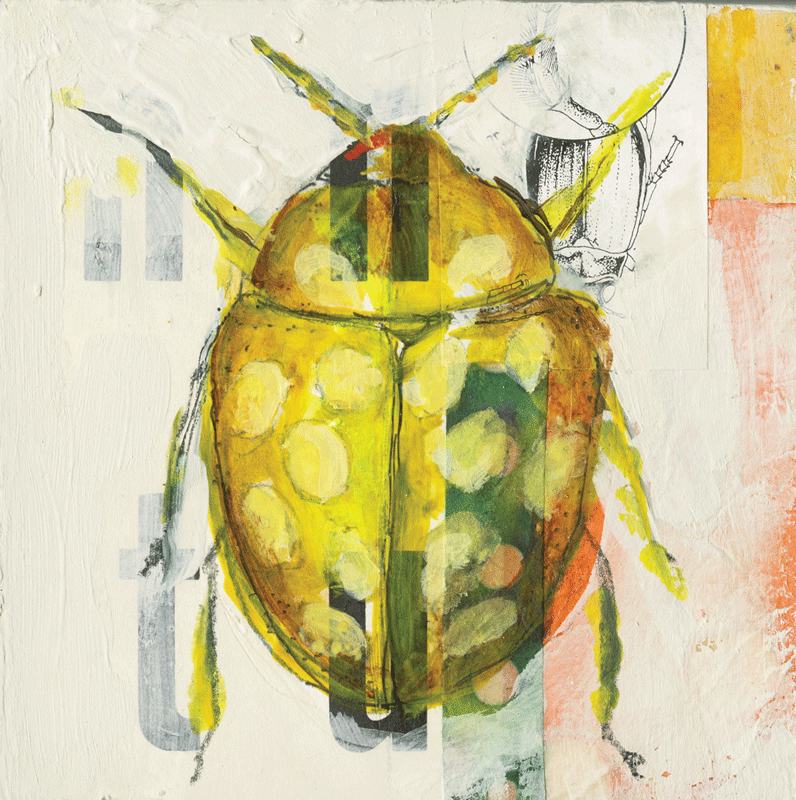 a painting of a yellow bug
