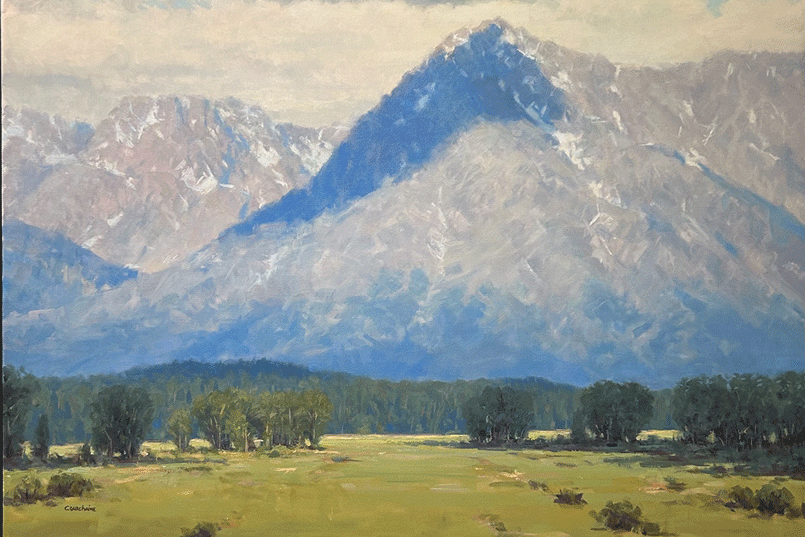 a landscape of a mountain range
