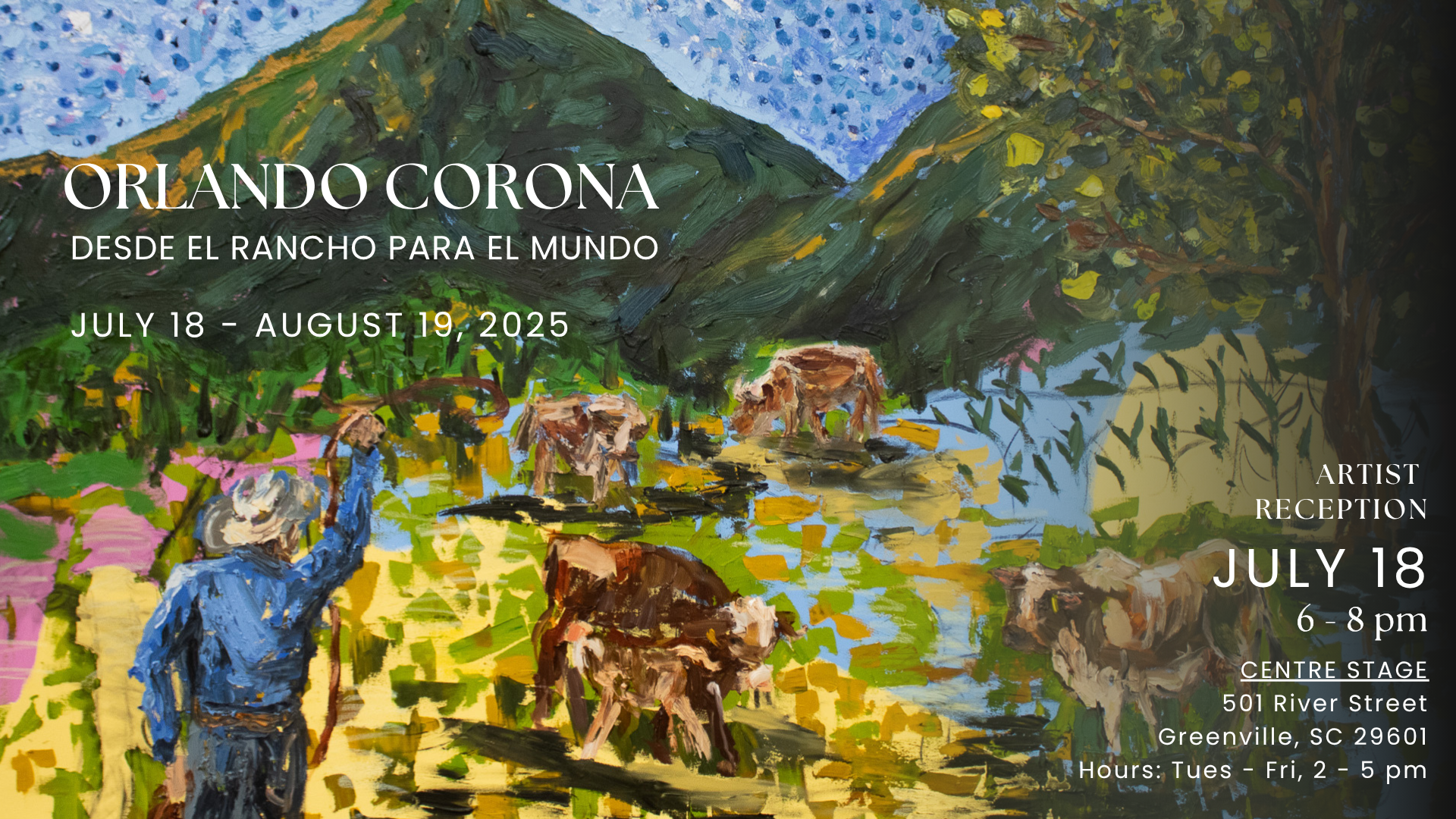 a painting of cows in a field