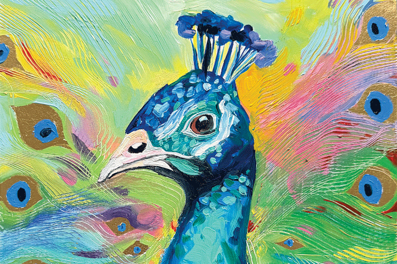 a painting of a peacock