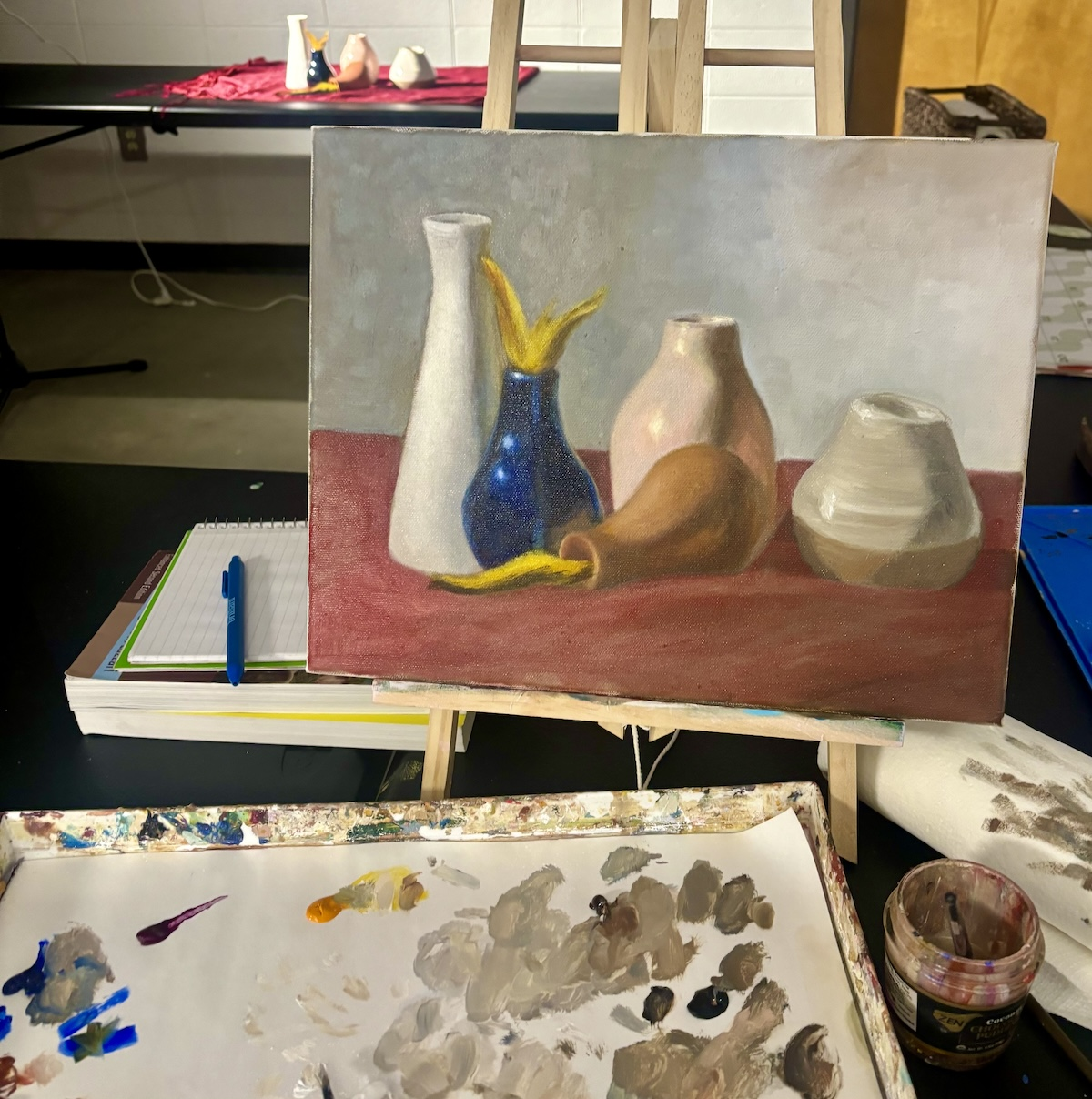 a painting of vases on a table