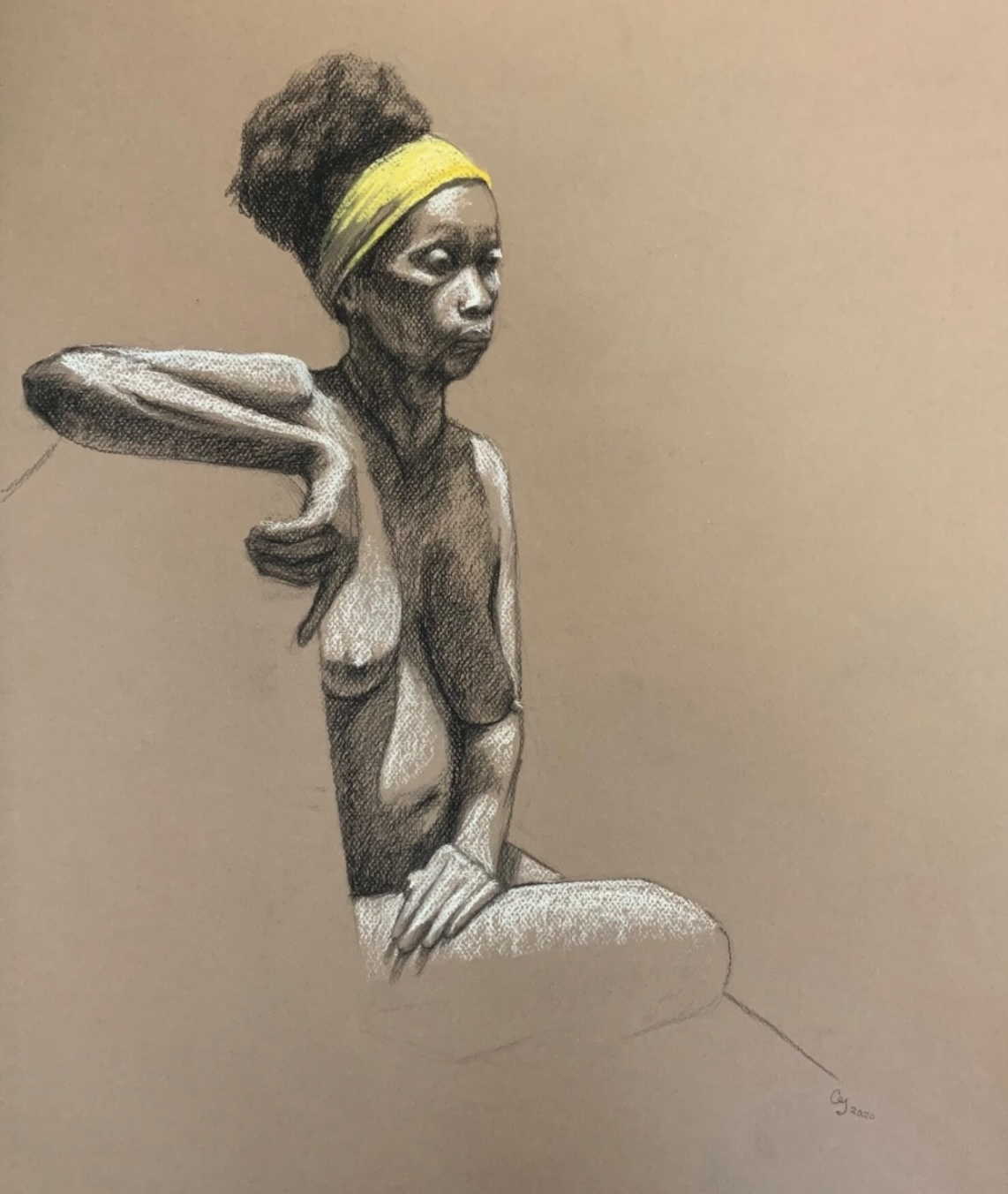 a drawing of a woman
