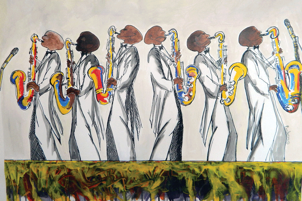 a group of men playing instruments