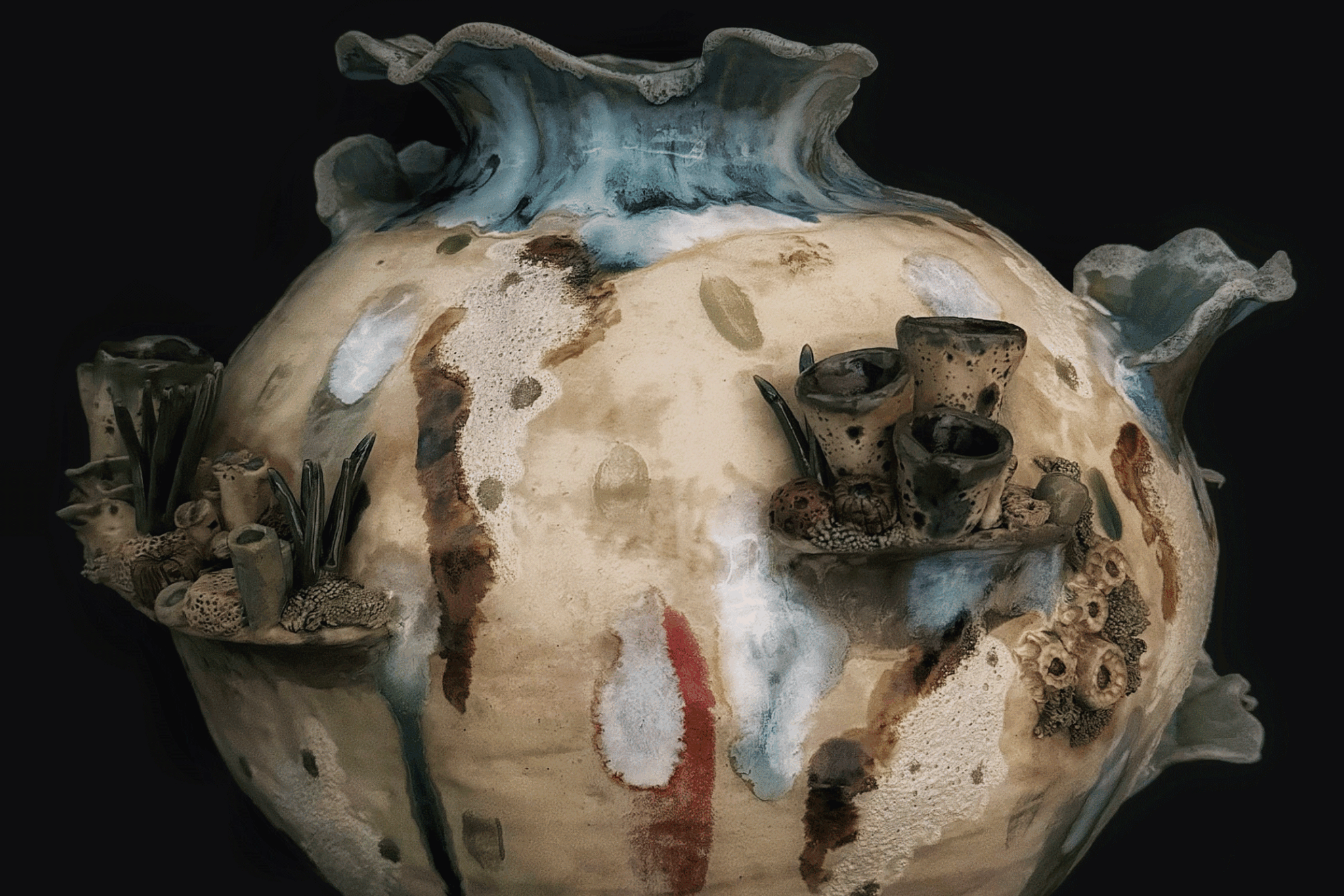 a close up of a vase