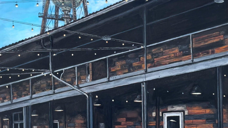 a building with a water tower