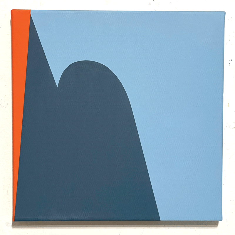 a blue and orange square painting