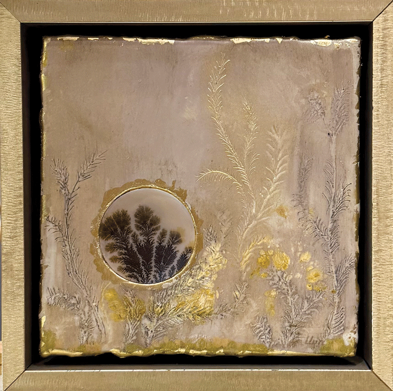a square picture with a circular hole in it