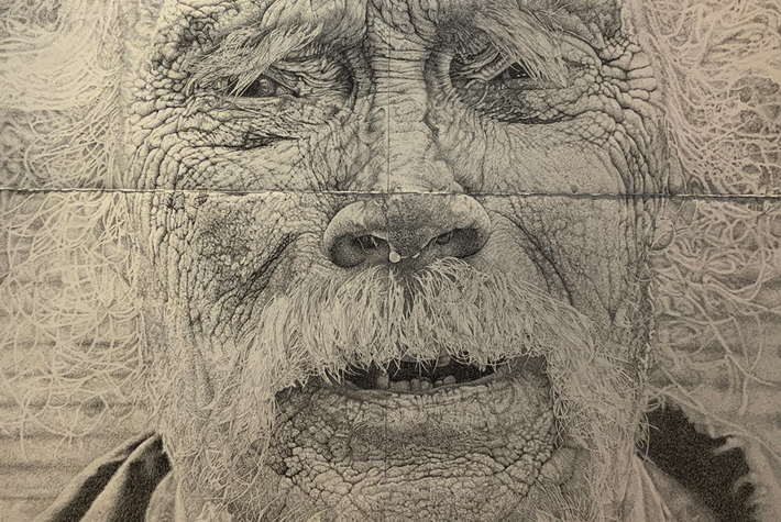 a drawing of a man with a beard