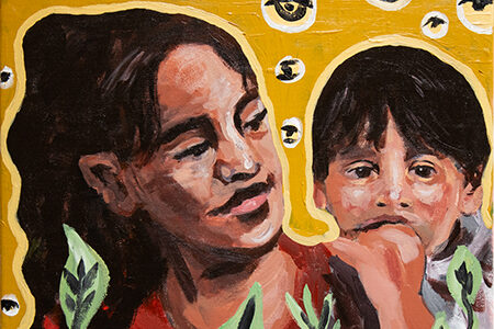 a painting of a boy and a girl