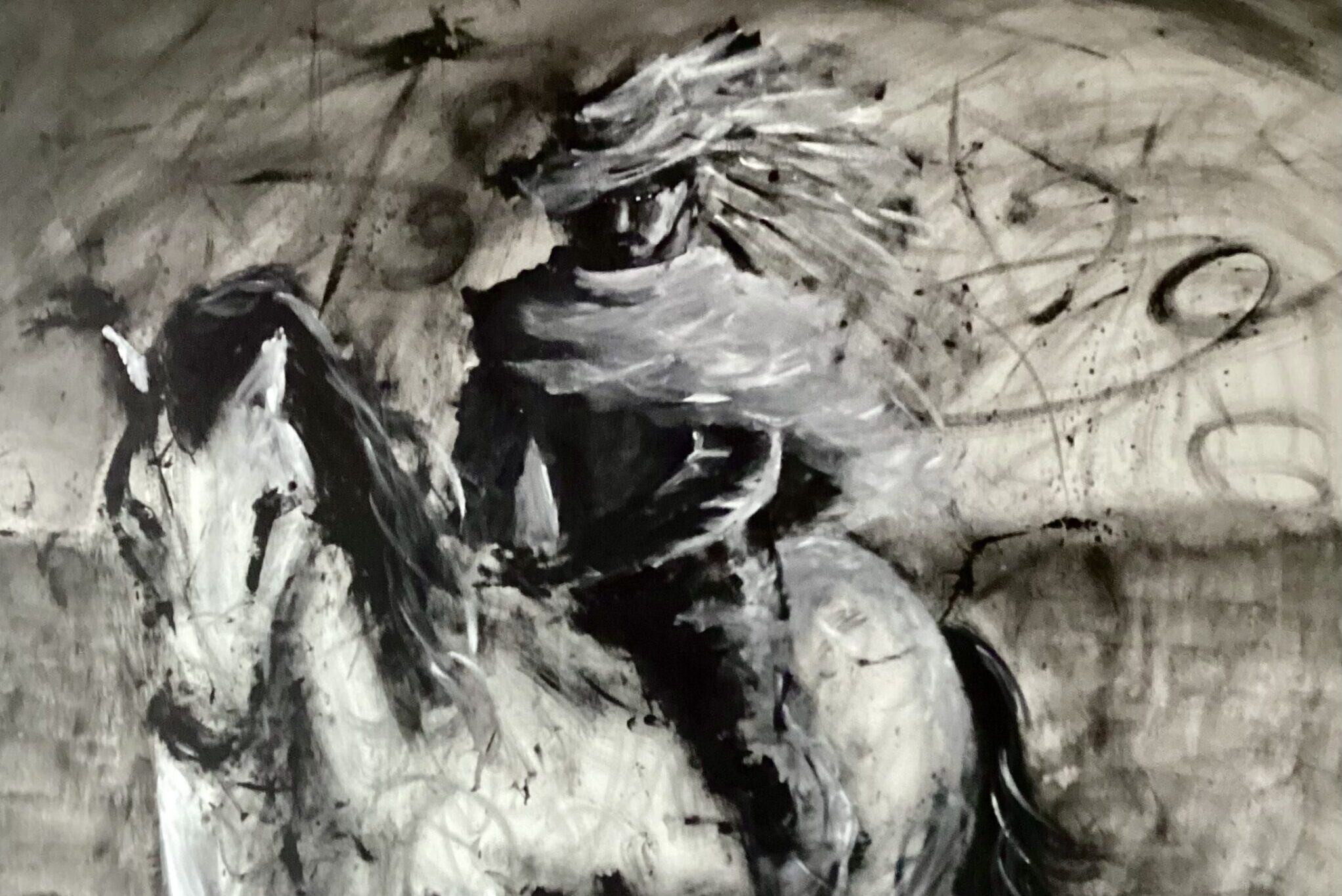 a painting of a man riding a horse