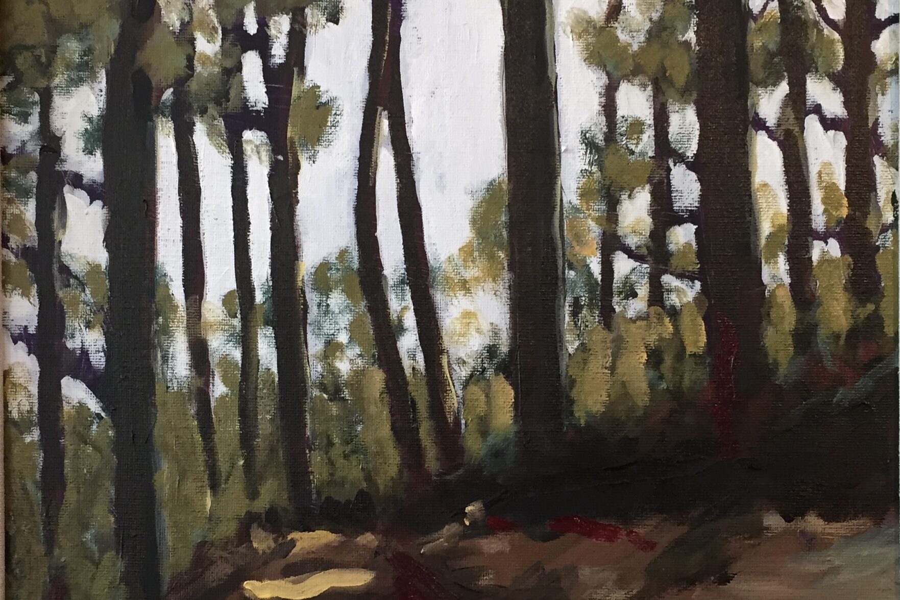 a painting of a forest